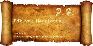 Pávay Henrietta névjegykártya